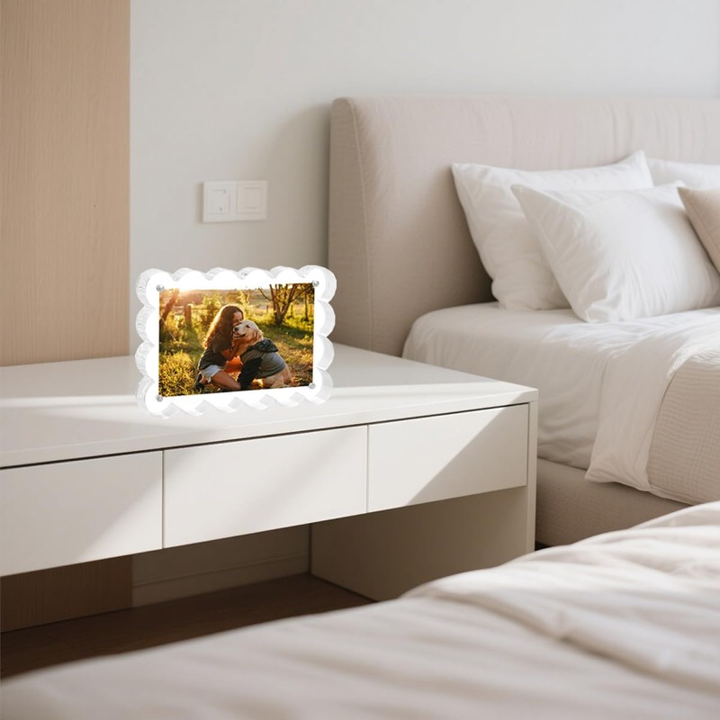 4x6 Acrylic Picture Frames 3 Pack, 10+10mm Thick Block, Magnetic