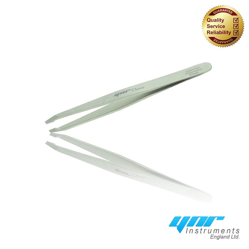 YNR® Classic eyebrow Tweezer Slanted Tip Made in German Stainless