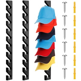 BBTO 3 Pack Wooden Hat Rack for Baseball Cap Wall Mount Hat Racks Vertical Baseball Cap Display Holder with 10 Hooks Organizer Wood Hanger for Door Entry Room Bedroom(Black)