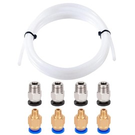Aiqeer 3 Metre 3D Printer PTFE Teflon Tube, with 4 PC4-M6 Pneumatic Connectors and 4 PC4-M10 Pneumatic Connectors