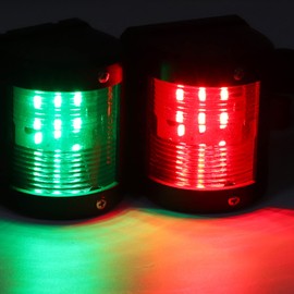 Boat Green Starboard and Red Port Side Black Stern, Pair of IP66 Lamp Red Green LED Navigation Warning Light for Marine Boat Yacht 12V Anchor Mast Light