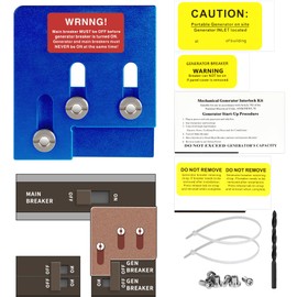Generator Interlock Kit Compatible with Square D QO or Homeline 150 or 200 amp Panels, 1 3/8 inches Spacing Between Main and Branch Breaker, Generator Horizontal Electrical Interlock Kit (Blue)