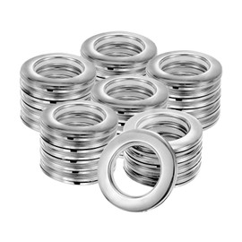 M METERXITY 25-Pack Curtain Grommets, 1-9/16" Inner Diameter Plastic Curtain Rings Clip Eyelet Rings Nanoscale Low Noise Roman Ring for Windows/Fabric, Home Drapes Grommets [Gloss Silver]