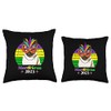 Funny Party Cat Mask Beads Mardi Gras 2023 Throw Pillow