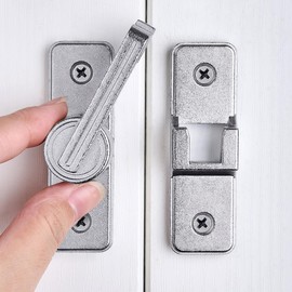 Wocoe Barn Door Latches,Silvery 180 Degree Gate Lock,Zinc Alloy Right Angle Door Lock Latch,Flip Gate Latches Hardware,Door Security Sliding Door Latch Lock for Cabinets