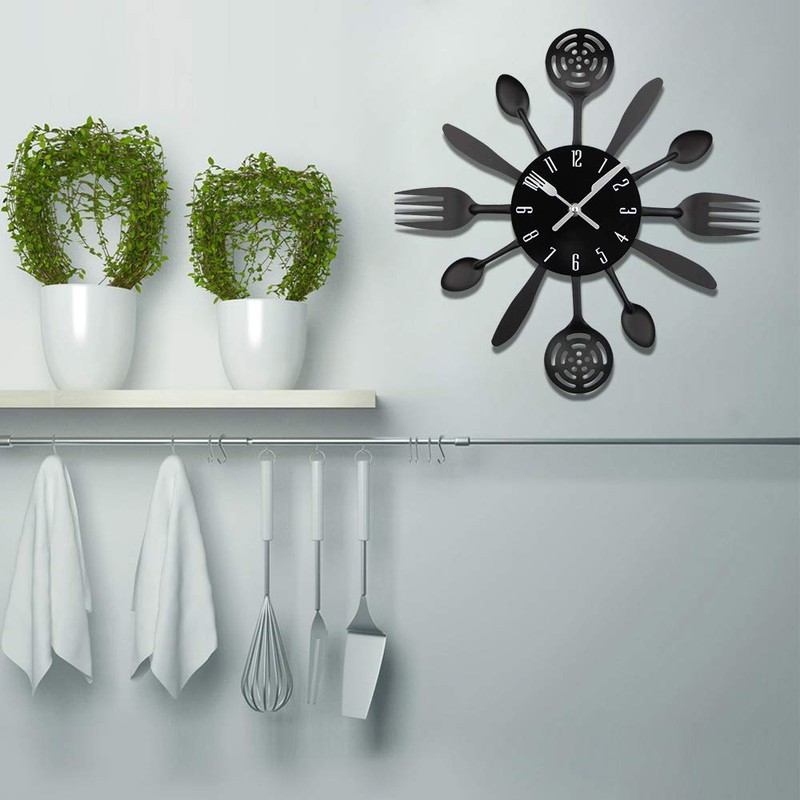 Timelike Kitchen Cutlery Wall Clock with Forks and Spoons for