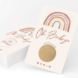 Printed Party Juego de rascar para baby shower, 30 boletos para rifa, temática de arcoíris bohemio