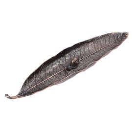 Quemador de Varilla de Incienso de 10 Pulgadas de aleación en Forma de Hoja con Soporte para Varilla de Incienso de Caracol para Adornos de decoración de salón de té, Cobre Rojo