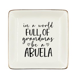 WODMIS Grandmas Abuela Gifts Ceramic Jewelry Tray Dish, Mothers Day Birthday Gifts, Best Abuela Jewelry Plate Ring Trinket Dish, Thank You Gift for Nana from Grandchildren 510
