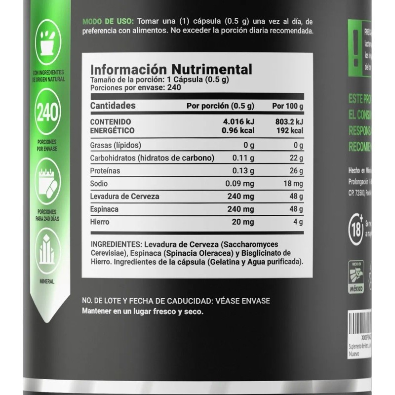 B-Life Iron Blend | Suplemento de Hierro | 240 cápsulas