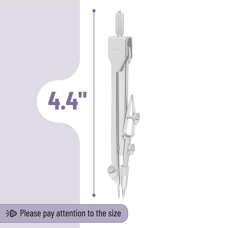 Mr. Pen- Compass for Geometry, Silver with Extra Leads, Metal