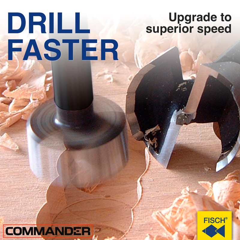 Fisch Black Shark 1-1/2” Forstner Drill Bit, Premium Forged Steel
