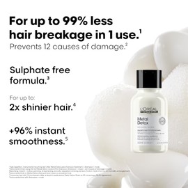 L’Oréal Professionnel Metal Detox Shampoo 100ml Travel Size, Prevent Breakage and Colour Fade from Hard Water, Clarifying Shampoo, Sulphate Free & Vegan Shampoo, Prevent Damaged Hair