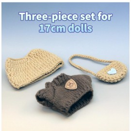3-Piece Knit and Plush Doll Outfit Set for 17cm Collectibles - Handmade Crochet Set (Hat+Sweater+Bag) - No Doll Included