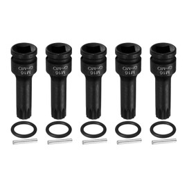 HARFINGTON 5pcs 1/2" Drive M16 Triple Square Impact Spline Bit Socket 16mm CR-MO Steel 12-Point Triple Square Sockets with Cotter Pin and O-ring for Power Drill Drivers Adapter