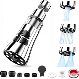 Aireador de Grifo Cocina con Filtro, 3 Modos Extensor G1/2