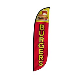 LookOurWay Burgers Feather Flag, 12-Feet
