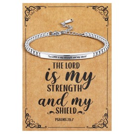 Quelay Christian Religious Gift with Bible Verses Cards Bible Verse Bracelet for Women Engraved Quote Religious Bangle Prayer Christian Gifts Inspirational Bible Verse Jewelry Gift