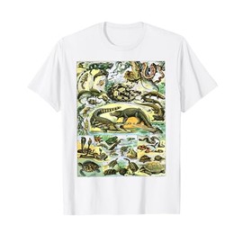 Reptiles Collection Table Turtle Snake Species Vintage T-Shirt