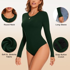 WOWENY Thermal Body Long Sleeve Women's Elegant Lace Micro Fleece Top Lace Body Warm Long Sleeve Bodysuit Women with V Neck Long Sleeve Body Costume Body, 1 green