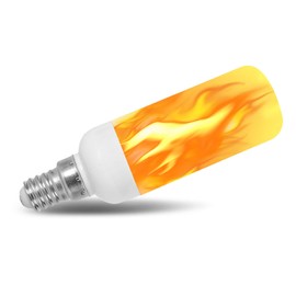 Fire Effect T6 T8 E12 LED Fire Candle Light Bulb Flame Flicker Tube Base Shape Novelty Lighting B11 Torch Rustic Farmhouse Bulbs 12mm Diameter, 100MM / 4.00" Total Length 120V ST15 3 Pack