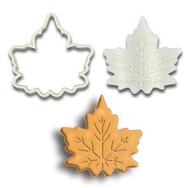 Detailed Maple Leaf Cookie Cutter & Stamp Set - 4x4 Inches, Perfect for Fall and Autumn-Themed Baking