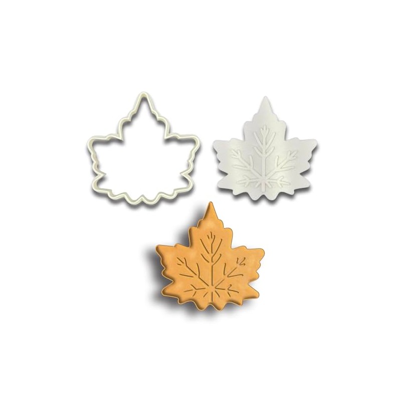 Detailed Maple Leaf Cookie Cutter & Stamp Set - 4x4