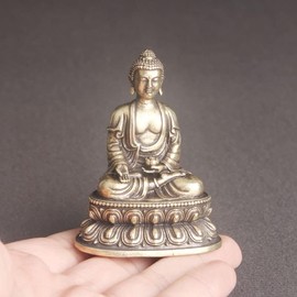 Small Buddha (Seated Buddha Statue of Yakushi Nyorai), For Sickness and Sickness, Healing, Protection, Good Luck, Brass, 1.8 inches (46 mm)