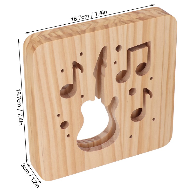 LED Night Light Unique Guitar Hollow Design 3D Wooden Night
