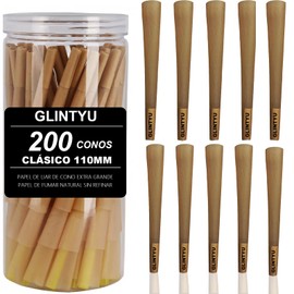 GLINTYU Conos Pre Rolados 200 Unidades, Brown | 108 mm Conos Preenrollados Naturales sin Blanquear, Fáciles de llenar y usar, Incluye Varilla de Empuje para Conos de Llenado