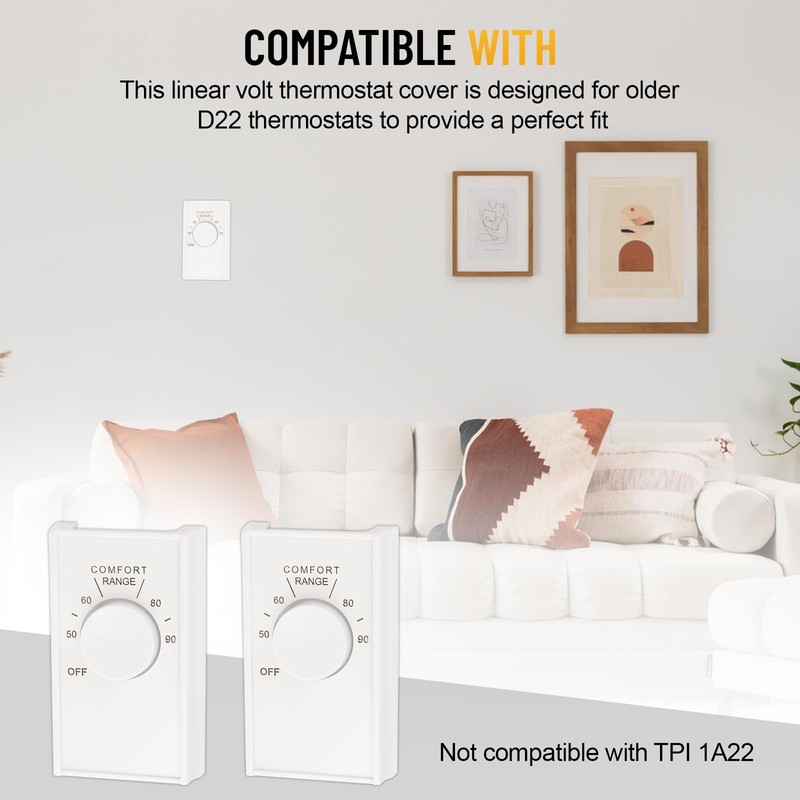 White Double Pole Line Volt Thermostat Cover for Old Style