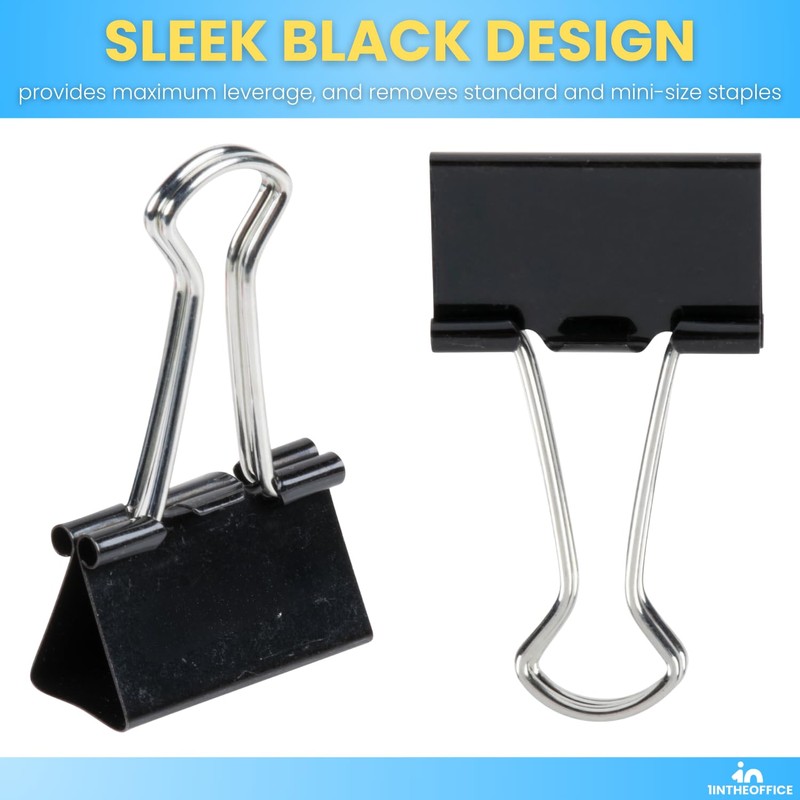 1InTheOffice Medium Binder Clips, Paper Clamps, Paper Binder Clips, 5/8"