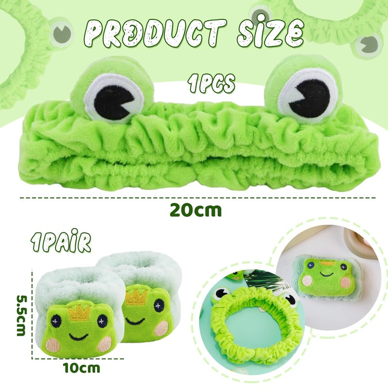 Nayyana 3 Pieces Frog Headband and Bracelet Set for Washing