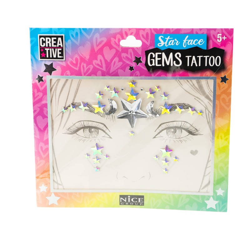 Creative - Star Face Gems Tattoo, 02605, Multicolor