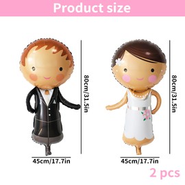 2 Stk Just Married Deko,Hochzeitsdeko,Luftballons Hochzeit Deko Standesamt überraschung,Wiederverwendbar Folienballon Geschenk Brautpaar,Folien Brautpaarfiguren für Heiratsantrag,Hochzeitsfeier Party