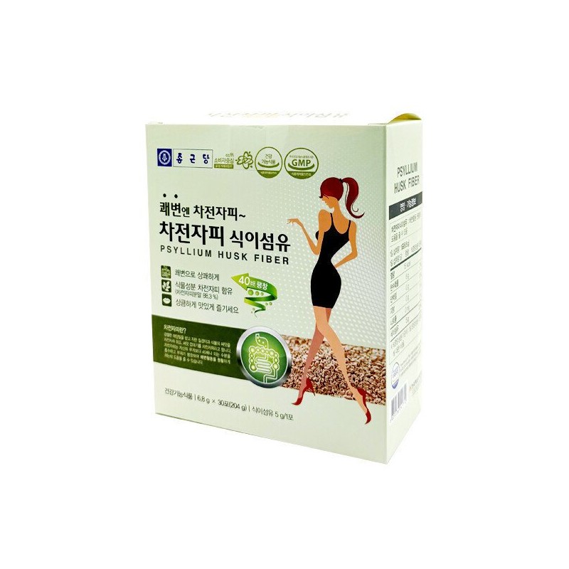 Jongkundang 쾌변엔 차전자피 식이섬유 6g x 30포 1박스 분말 차전차피