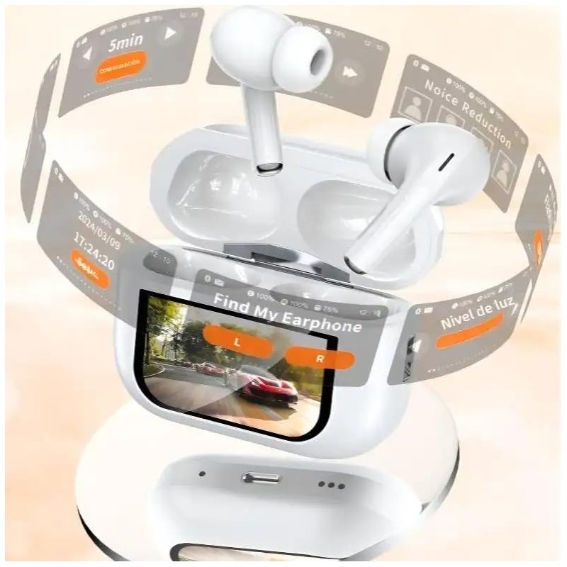 Auriculares Inalámbricos Bluetooth con Cancelación de Ruido, Blancos, Control Táctil,