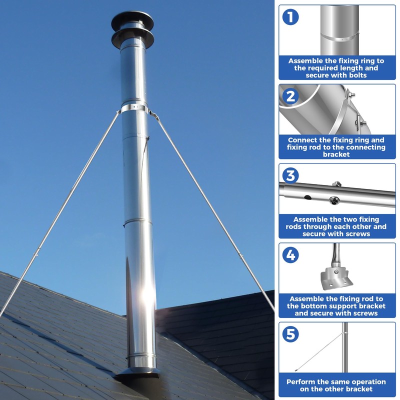 Extended Chimney Roof Bracket Stainless Steel Chimney Stove Pipe Bracket