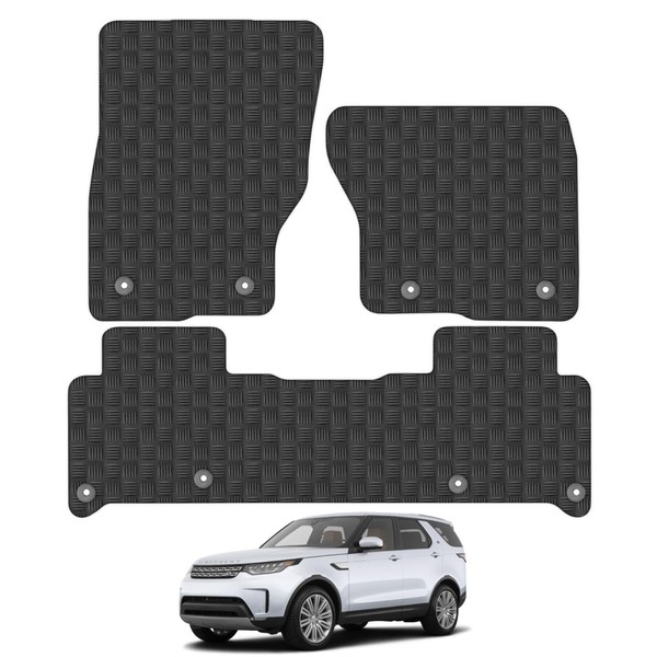 Car Mats for Land Rover Discovery 5 (2017-Onwards) Car Floor Mats Premium Rubber Tailored Fit Set Accessory Black Custom Fitted 4 Pieces with Clips - Anti-Slip Backing, Heavy Duty & Waterproof