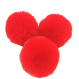 Pack of 10 6 cm Pompoms Faux Fur Rabbit Fur Pompoms, Faux Fur Pom Pom Ball Plush Balls for DIY Crafts Hats Pendant Decoration Women Girls Bag Pendant Key Ring Red