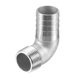 sourcing map 304 Stainless Steel Hose Barb Fitting Elbow, 32mm Barbed x G1 Male Pipe Connector Adapter for Water Fuel Air