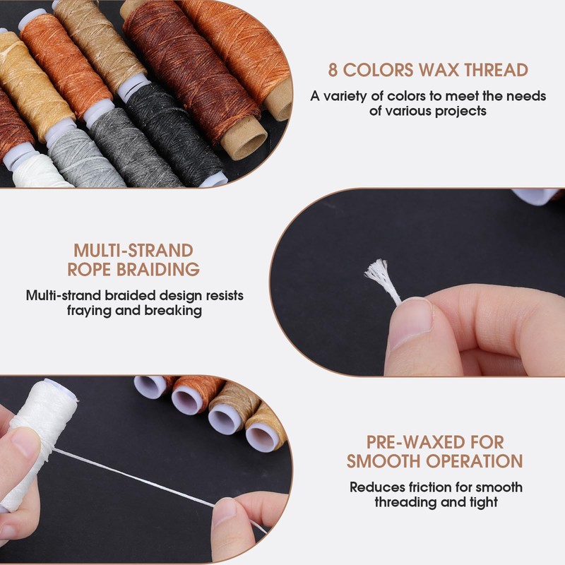 45PCS Leather Sewing Kit with Wooden Handle Awl Tool, Speedy