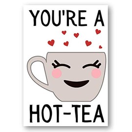 Second Ave Cute Funny You're A Hot-Tea Pun Birthday Valentine Card For Him/Her