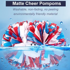 Extpro 6Pcs Cheerleading Pom Poms Matte Metallic Foil Cheer Pompoms with Baton Handle, Kids Adults Team Spirit Cheering Stuff for Sports Games Carnival (Matte Blue White)
