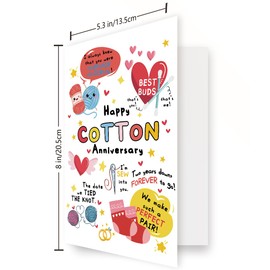 Mcduldul Cute 2nd Anniversary Card for Men Women| Sweet Second Wedding Anniversary Card for Couple Husband Wife| Happy Cotton Anniversary Cards Decorations