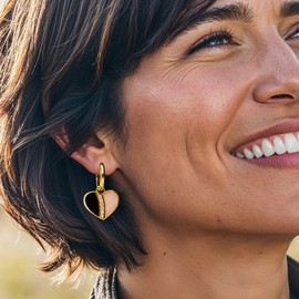 Ross-Simons Multi-Gemstone Reversible Heart Hoop Drop Earrings in 18kt Gold Over Sterling