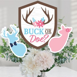 Big Dot of Happiness Buck or Doe - Hunting Gender Reveal Party Centerpiece Sticks - Table Toppers - Set of 15