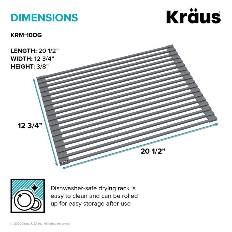 Kraus Roll Up Dish Drying Rack with Self-Draining Silicone Dish