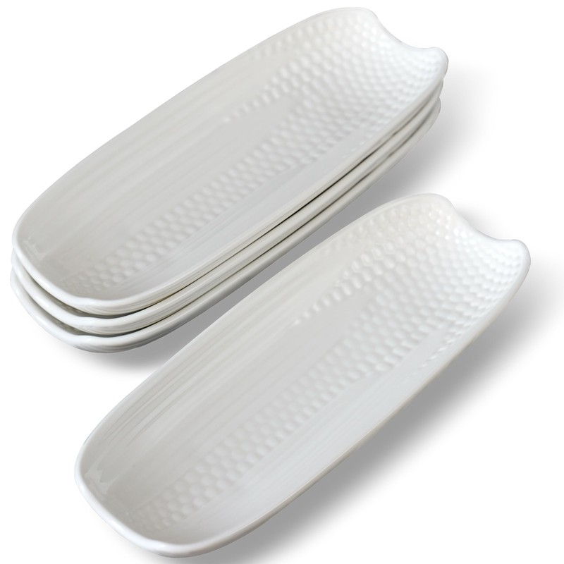Cinf Ceramic Corn Cob Holders 8.8" Corn Dishes Set of