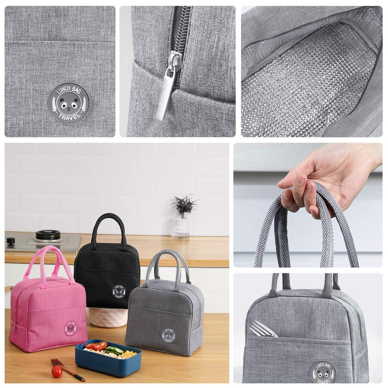 JEEZAO Small Lightweight Lunch Bag, Cool Bag, Insulated Bag for